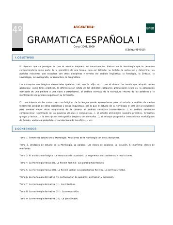 4º GRAMATICA ESPAÑOLA I - Centro Asociado UNED Calatayud