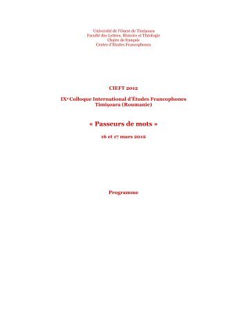 Programme et Résumés