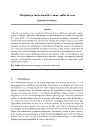 Morphologie dérivationnelle et construction de sens - Linguistik online