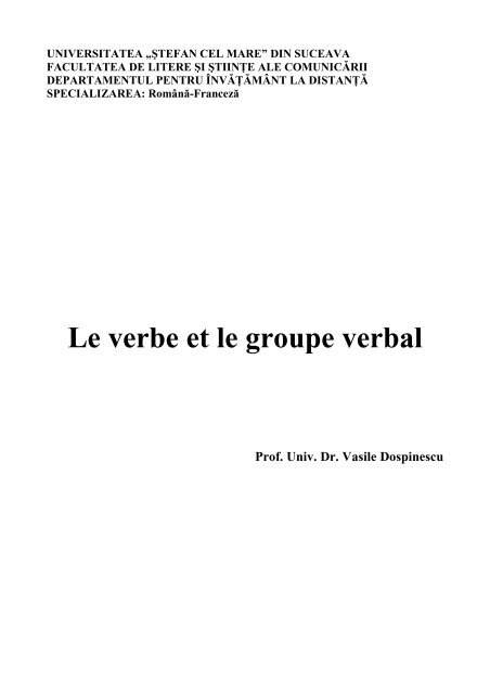 Limba franceza contemporana - Verbul si grupul verbal II-I