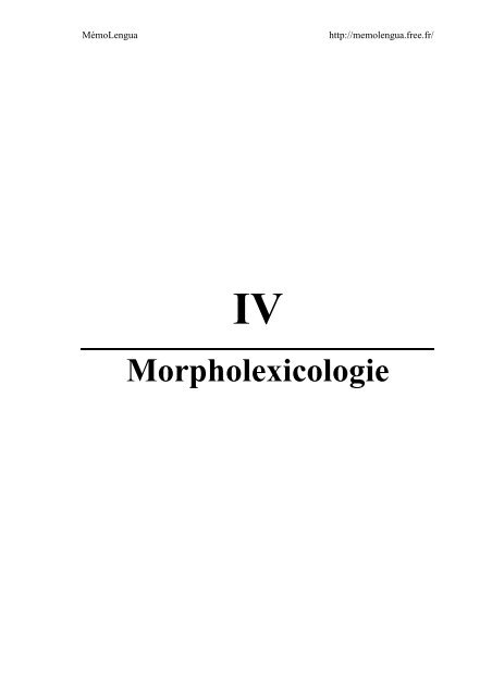 Morpholexicologie - MémoLengua - Free