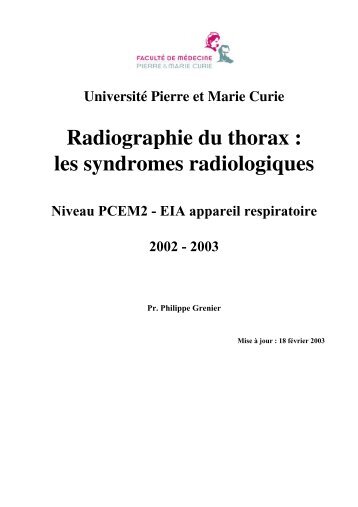 Radiographie du thorax - Faculté de médecine Pierre et Marie Curie ...