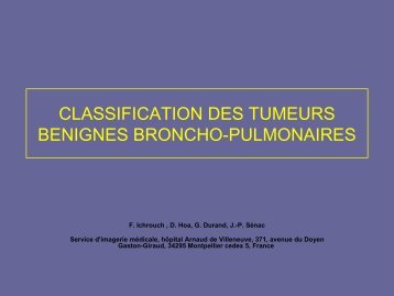 classification des tumeurs benignes broncho-pulmonaires