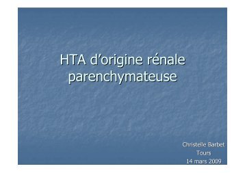HTA d™origine rénale parenchymateuse - SFHTA