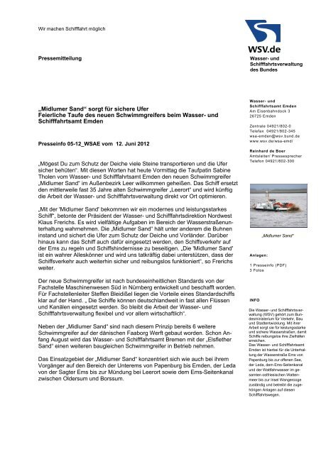 Presseinfo-WSAE-005-2012-Schiffstaufe - Wasser- und ...