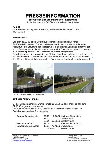 Oder - Wasserstraße - Wasser- und Schifffahrtsverwaltung des Bundes
