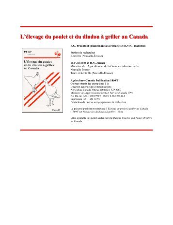 L'élevage du poulet et du dindon à griller au Canada