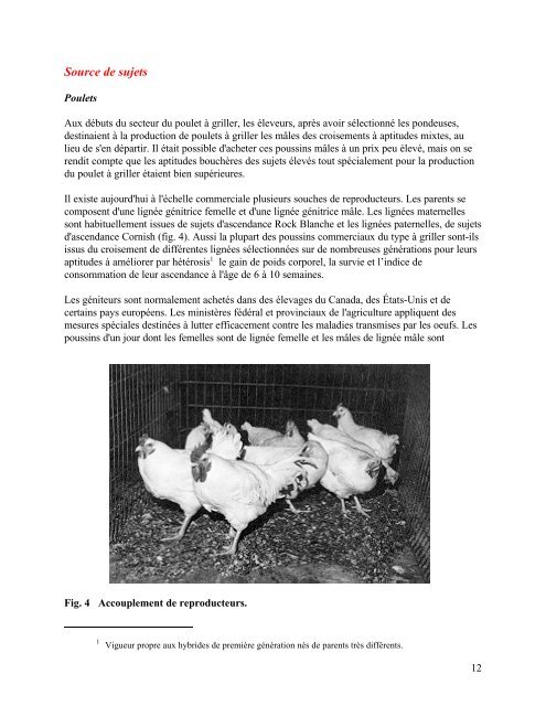 L'élevage du poulet et du dindon à griller au Canada
