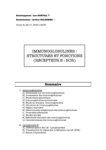 immunoglobulines : structures et fonctions - L2 Bichat 2011-2012