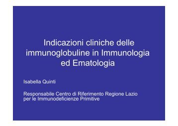 Indicazioni cliniche delle immunoglobuline endovena in ... - SIFO