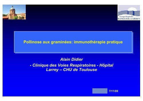 Immunothérapie pratique dans la pollinose aux graminées - Société ...