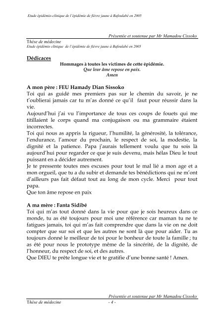 etude epidemio clinique de l'epidemie de fievre jaune a bafoulabe ...