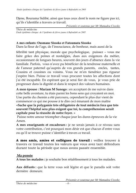 etude epidemio clinique de l'epidemie de fievre jaune a bafoulabe ...