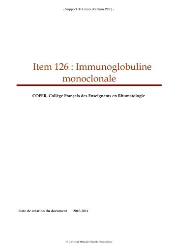 Item 126 : Immunoglobuline monoclonale