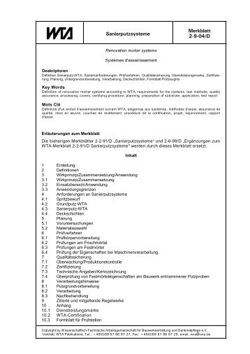 Sanierputzsysteme Merkblatt 2-9-04/D - WTA