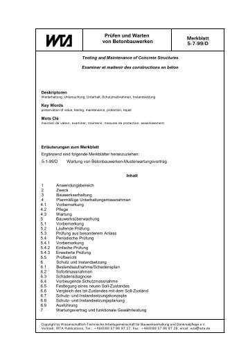 Prüfen und Warten von Betonbauwerken Merkblatt 5-7-99/D - WTA