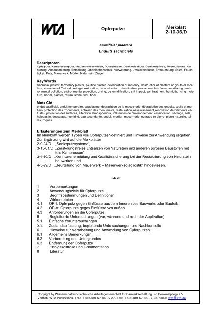 Opferputze Merkblatt 2-10-06/D - WTA