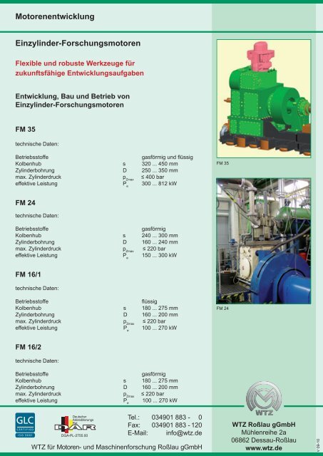 Einzylinder-Forschungsmotoren Motorenentwicklung - WTZ Roßlau ...