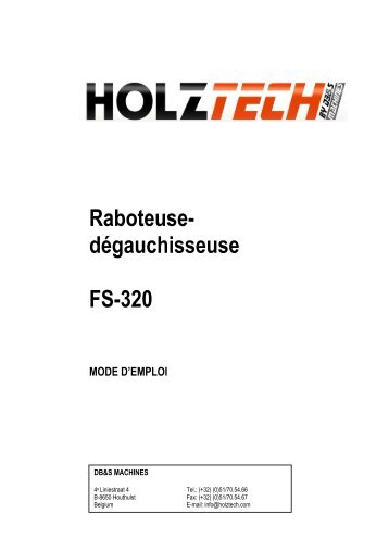 Raboteuse- dégauchisseuse FS-320 MODE D'EMPLOI - Holztech