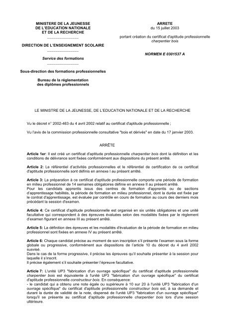 Cap Charpentier Referentiel