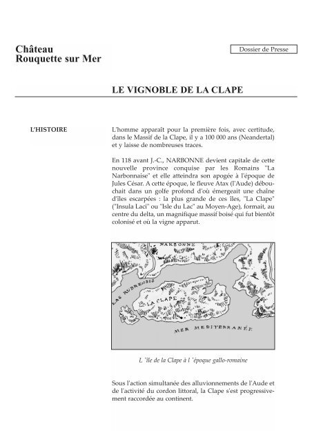 le vignoble de la clape.qxd (Page 1) - Château Rouquette-sur-Mer