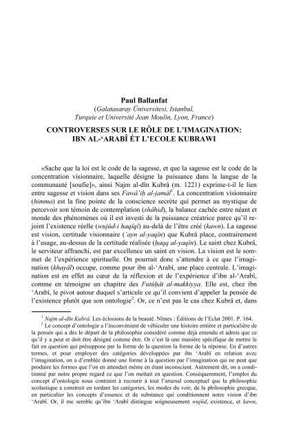 Paul Ballanfat CONTROVERSES SUR LE RÔLE DE L'IMAGINATION