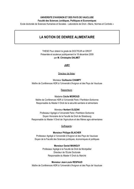 La Notion De Denrées Alimentaires Université Davignon Et - 