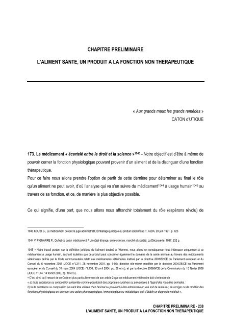 La notion de denrées alimentaires - Université d'Avignon et des ...