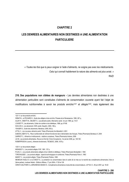 La notion de denrées alimentaires - Université d'Avignon et des ...