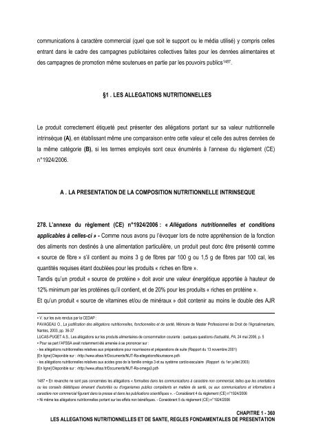 La notion de denrées alimentaires - Université d'Avignon et des ...