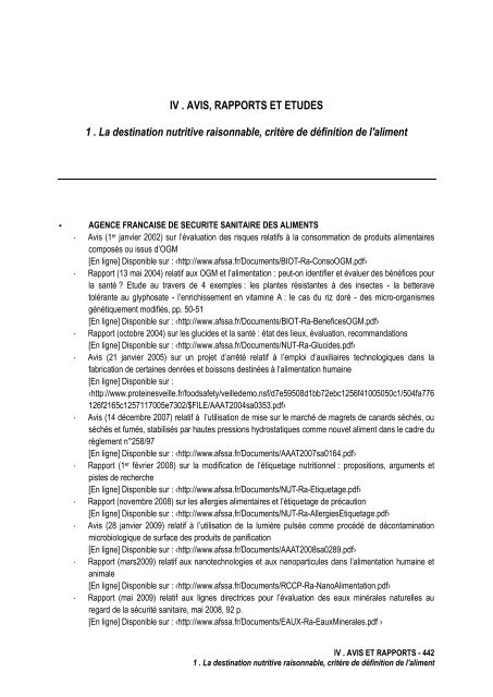 La notion de denrées alimentaires - Université d'Avignon et des ...