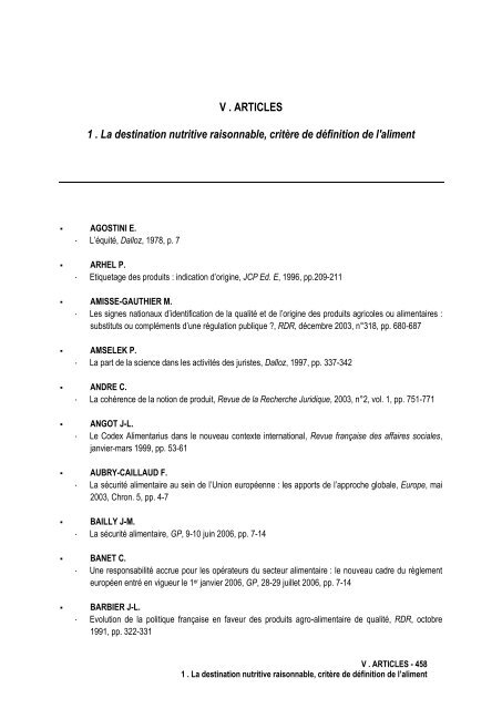 La notion de denrées alimentaires - Université d'Avignon et des ...