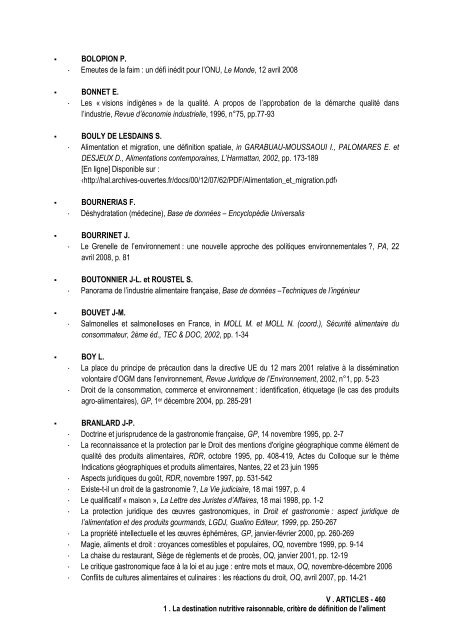 La notion de denrées alimentaires - Université d'Avignon et des ...