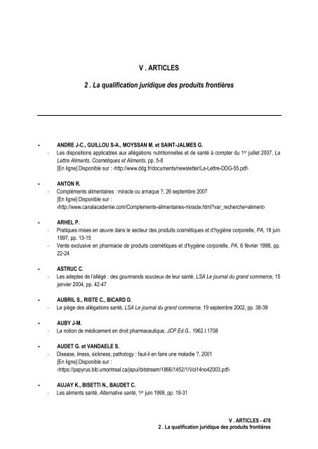 La notion de denrées alimentaires - Université d'Avignon et des ...