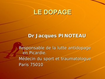 Diapo "Le Controle Anti Dopage"