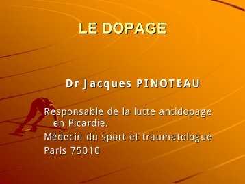 Diapo "Le Controle Anti Dopage"