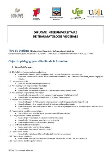 DIU de Traumatologie Viscérale - UMFCS Bordeaux Segalen ...