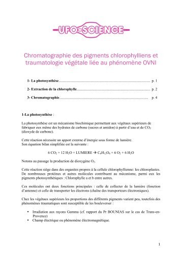 Chromatographie des pigments chlorophylliens et traumatologie ...