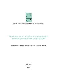 Prévention de la maladie thromboembolique veineuse - Sfar