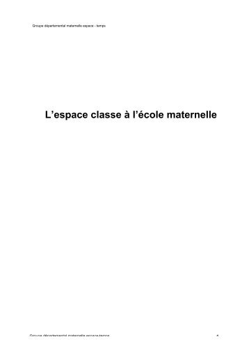 L'espace classe à l'école maternelle - m@ternelle 94