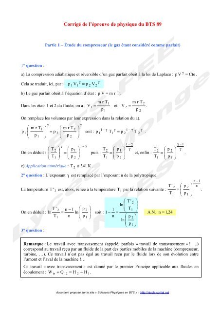 P Bts Sciences Physiques En Bts