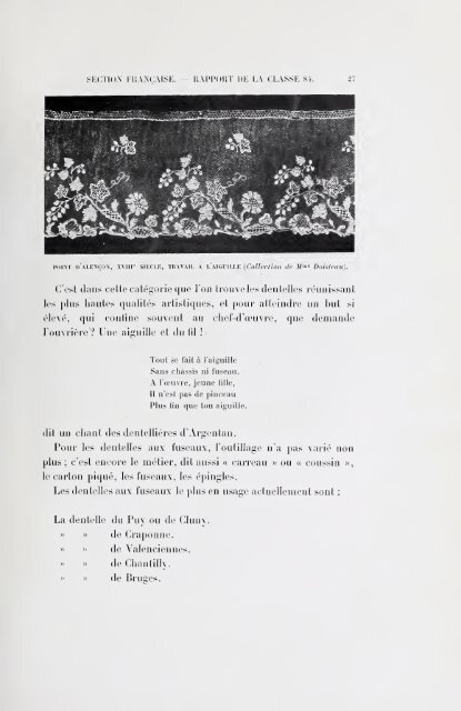 Section française (class 84); dentelles, broderies, passementeries et ...