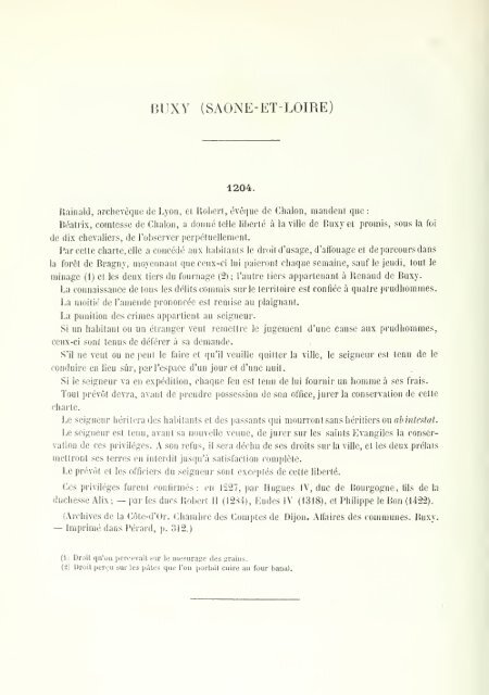 Chartes de communes et d'affranchissements en Bourgogne