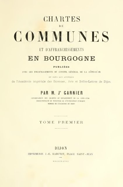 Chartes de communes et d'affranchissements en Bourgogne