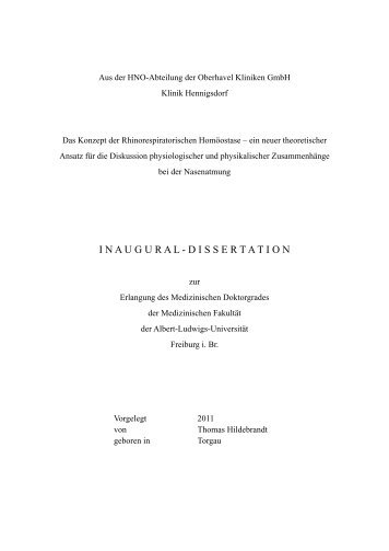 inaugural - dissertation - Dr. med. Thomas Hildebrandt