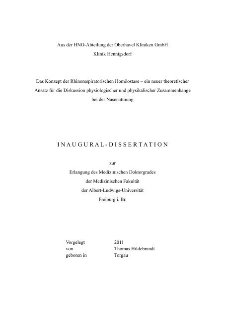 inaugural - dissertation - Dr. med. Thomas Hildebrandt