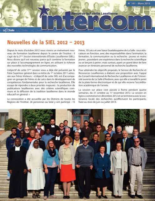 Intercom 141 Mars 2013 - Frères Des Ecoles Chrétiennes - Proche ...