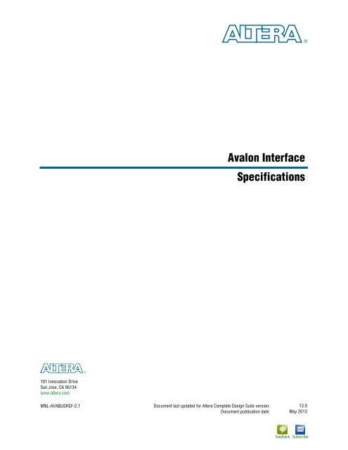 Avalon Interface Specifications (PDF) - Altera