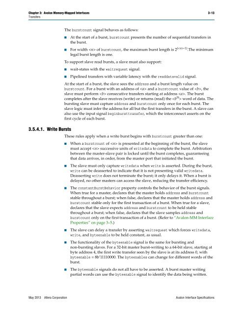 Avalon Interface Specifications (PDF) - Altera