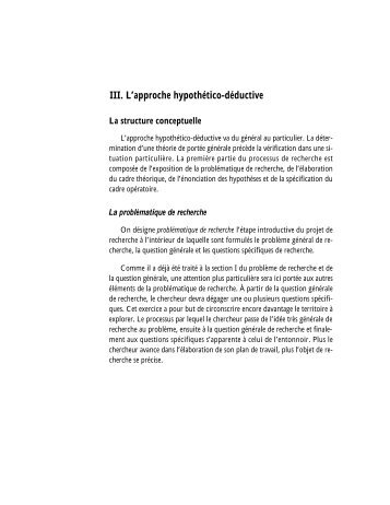 III. L'approche hypothético-déductive - Faculté des sciences de l ...